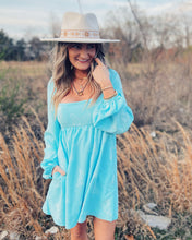 Load image into Gallery viewer, SHOW ME YOUR MUMU: MARIANNA MINI DRESS - BLUE CLIP BUTTERFLY (S)

