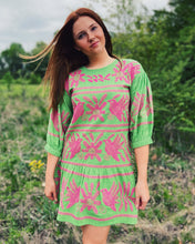 Load image into Gallery viewer, SISTER MARY: LORA MAY EMBROIDERED DRESS - GRASS (XS)
