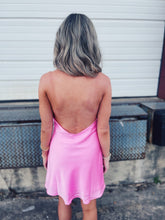 Load image into Gallery viewer, SHOW ME YOUR MUMU: JASMINE HALTER MINI DRESS - PINK LUXE SATIN (S)
