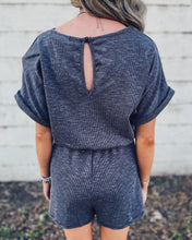 Load image into Gallery viewer, SUNNY DAYS RIBBED ROMPER - CHARCOAL
