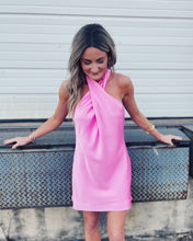 Load image into Gallery viewer, SHOW ME YOUR MUMU: JASMINE HALTER MINI DRESS - PINK LUXE SATIN (S)
