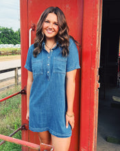 Load image into Gallery viewer, Z SUPPLY: AUTHENTIC DENIM MINI DRESS - MEDIUM INDIGO
