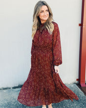 Load image into Gallery viewer, SADIE &amp; SAGE: CANDLELIGHT MOCKNECK MIDI DRESS - BURGUNDY
