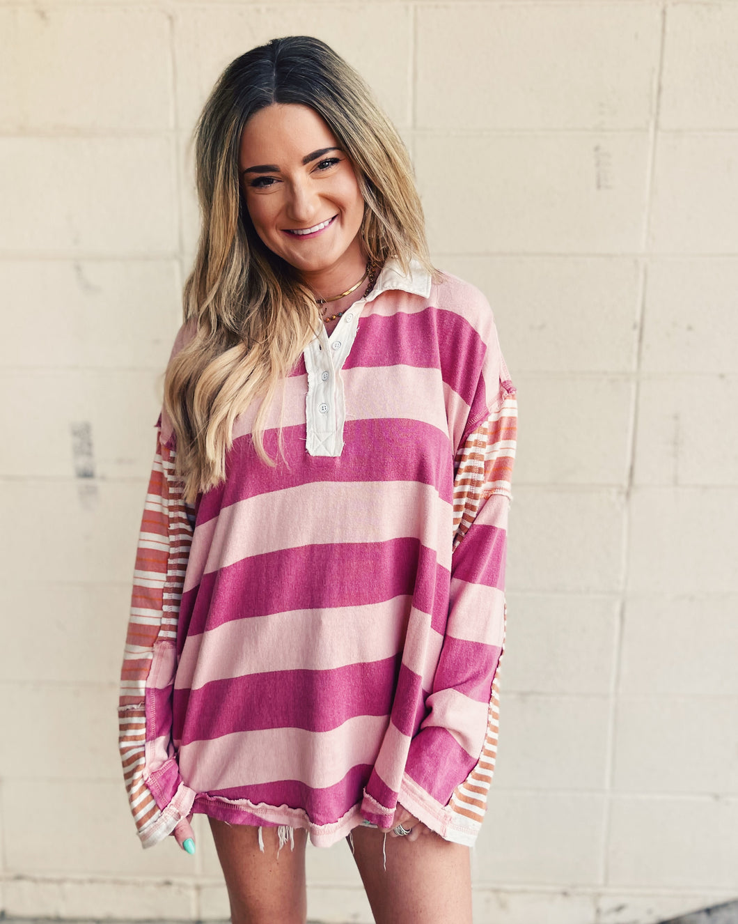 FREE PEOPLE: ASTER STRIPE TEE - FARM COMBO