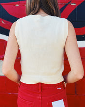 Load image into Gallery viewer, EMBELLISHED FOOTBALL SWEATER VEST - IVORY
