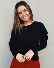 Load image into Gallery viewer, FREE PEOPLE: MOXIE LONG SLEEVE TOP - BLACK
