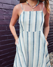 Load image into Gallery viewer, SADIE &amp; SAGE: SWEETGRASS STRIPED MIDI DRESS BLUE MULTI
