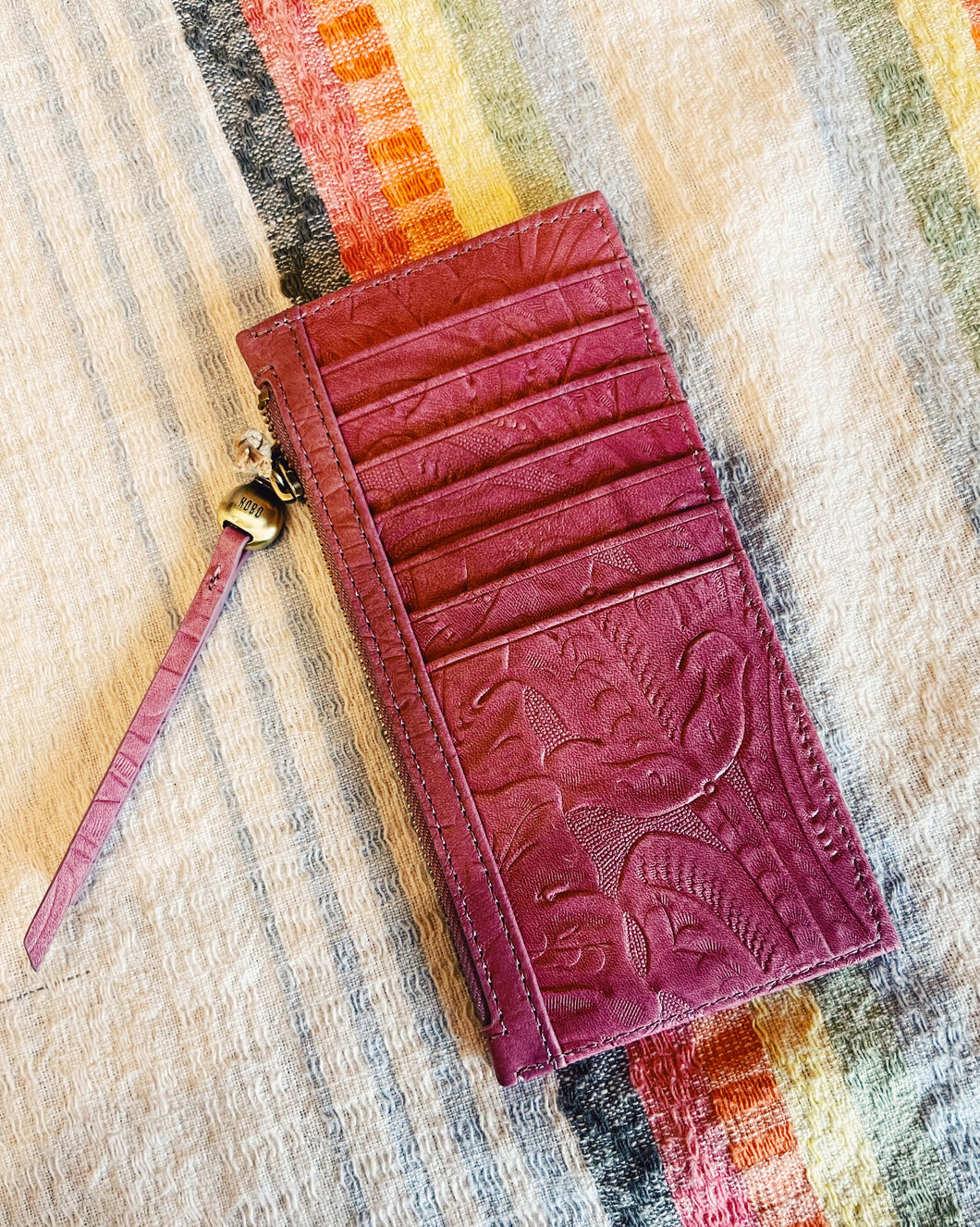 HOBO: CARTE CARD CASE - MAUVE TOOLED LEATHER