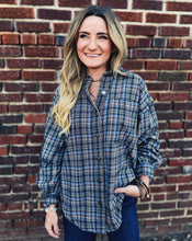 Load image into Gallery viewer, FREE PEOPLE: ASHELY PLAID SHIRT - BLUE COMBO
