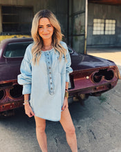 Load image into Gallery viewer, FREE PEOPLE: DENIM DREAMING PULLOVER - SO SOFT LIGHT WASH

