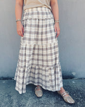 Load image into Gallery viewer, PLAID MAXI SKIRT - CREAM MULTI (L)
