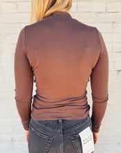Load image into Gallery viewer, SADIE &amp; SAGE: RONAN MOCK NECK TOP - CHOCOLATE
