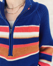 Load image into Gallery viewer, FREE PEOPLE: STRIPED GRETA HALF ZIP - INDIGO PURA COMBO
