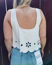 Load image into Gallery viewer, SADIE &amp; SAGE: PALIMINO EMBROIDERED SCALLOP TOP OFF WHITE
