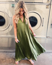 Load image into Gallery viewer, LUCY PARIS: BLYTH PLEATED DRESS - OLIVE
