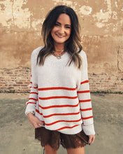 Load image into Gallery viewer, DESERT STRIPED SWEATER - BLOOD ORANGE
