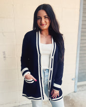 Load image into Gallery viewer, SHOW ME YOUR MUMU: LAMBERT CARDIGAN - BLACK VARSITY STRIPE
