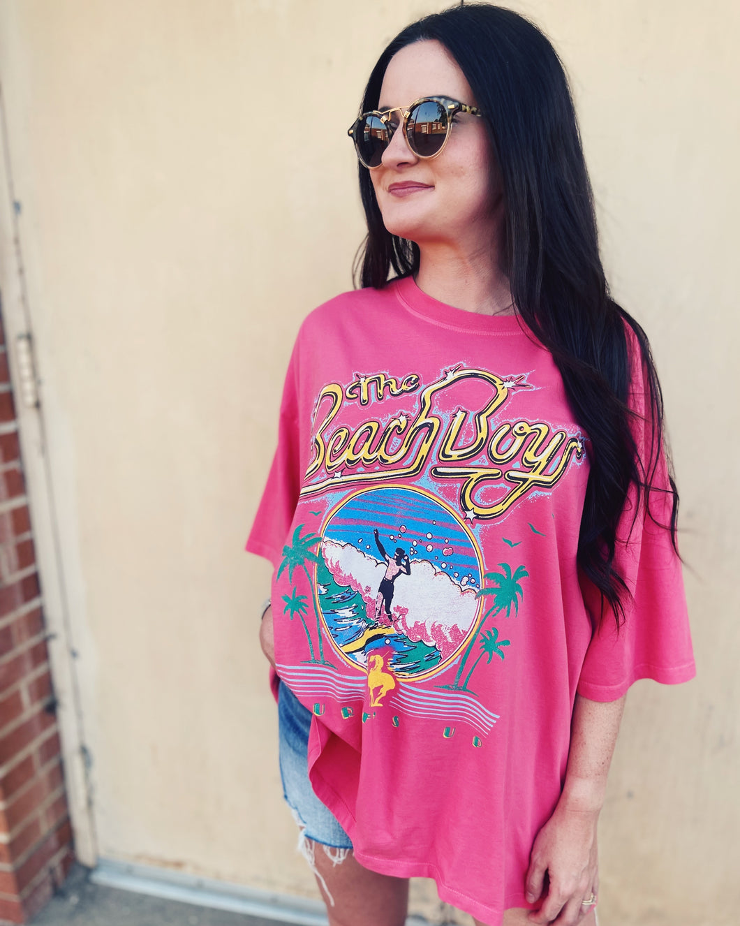 DAYDREAMER: THE BEACH BOYS SURF'S UP ONE SIZE TEE - ROSE WATER