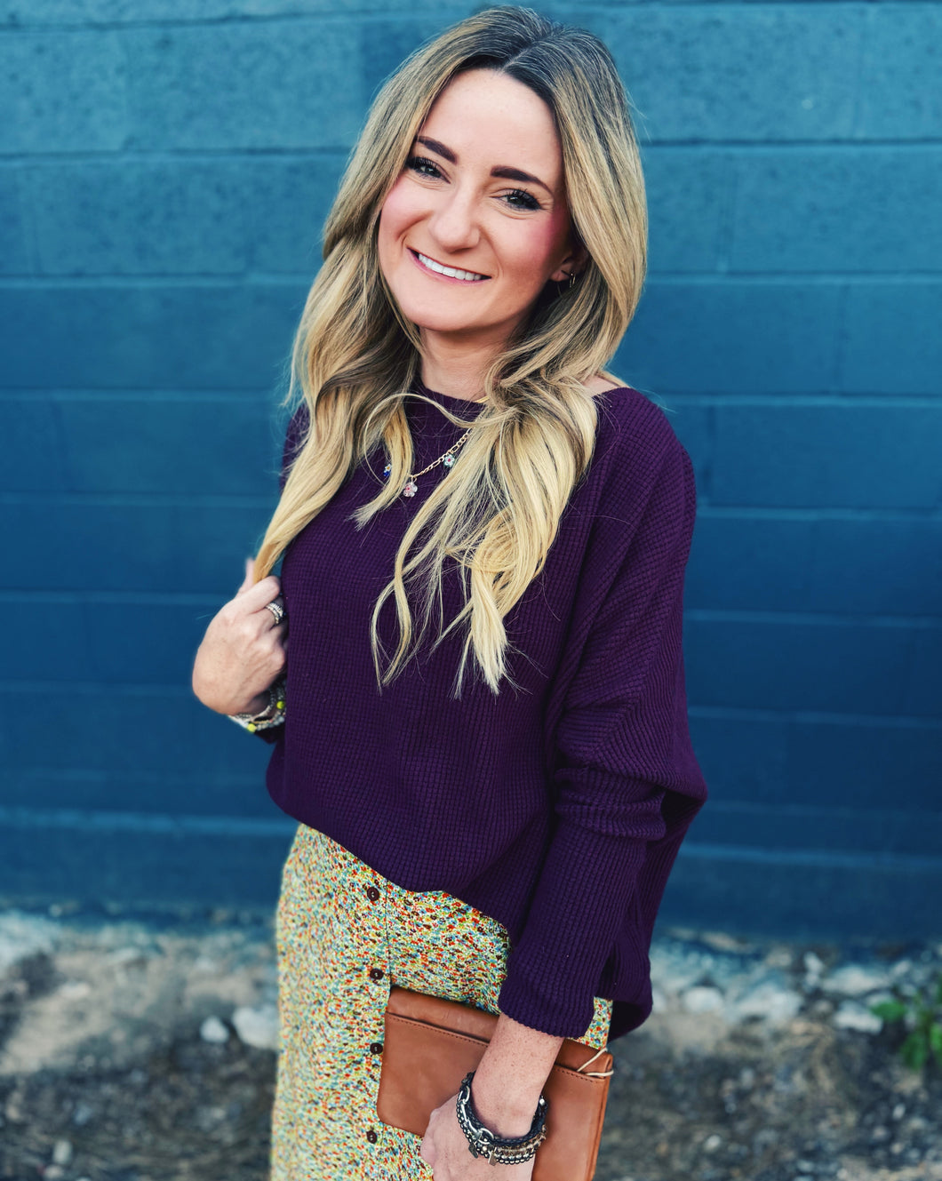 FREE PEOPLE: LATTE BLUES THERMAL - CHOCOLATE GRAPE