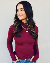 Load image into Gallery viewer, SADIE &amp; SAGE: RONAN MOCK NECK TOP - BURGUNDY
