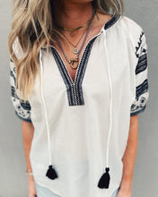 Load image into Gallery viewer, IVY JANE: BORDERLINE EMBROIDERED TOP - WHITE
