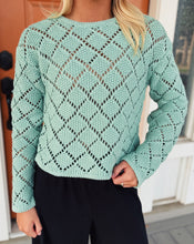 Load image into Gallery viewer, Z SUPPLY: HULLEN CROCHET SWEATER - CRYSTAL GREEN
