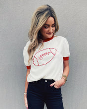 Load image into Gallery viewer, STITCHED FOOTBALL SWEATER - WHITE/RED
