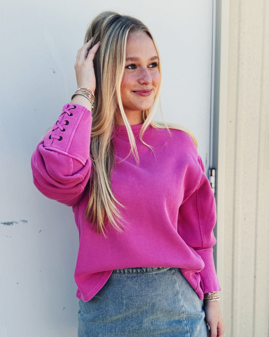 FREE PEOPLE: LAPIS CUFF TOP - PLUMDROP