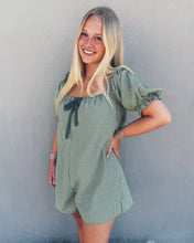 Load image into Gallery viewer, GINGHAM SHORT SLEEVE ROMPER - OLIVE
