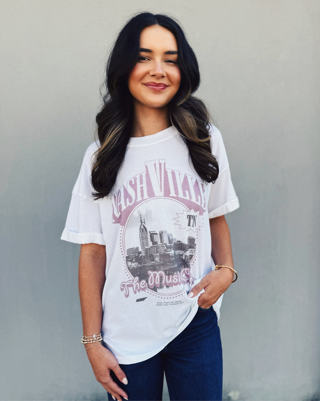 GIRL DANGEROUS: NASHVILLE SKYLINE TEE - VINTAGE WHITE