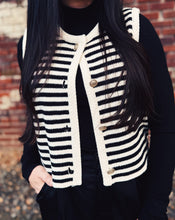 Load image into Gallery viewer, SADIE &amp; SAGE: MANON STRIPED SWEATER VEST - IVORY/BLACK
