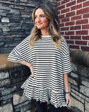 Load image into Gallery viewer, FREE PEOPLE: WHY YES STRIPED TEE - BLACK AND WHITE
