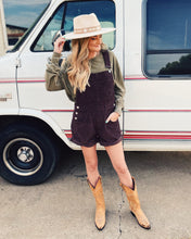 Load image into Gallery viewer, FREE PEOPLE: ZIGGY CORD SHORTALL - BARNWOOD
