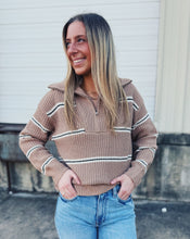 Load image into Gallery viewer, SADIE &amp; SAGE: WARM CHAI QUARTER ZIP SWEATER - TAUPE
