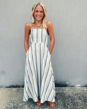 Load image into Gallery viewer, SADIE &amp; SAGE: SWEETGRASS STRIPED MIDI DRESS BLUE MULTI
