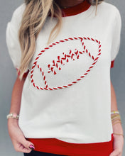 Load image into Gallery viewer, STITCHED FOOTBALL SWEATER - WHITE/RED
