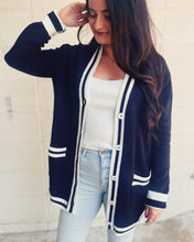 Load image into Gallery viewer, SHOW ME YOUR MUMU: LAMBERT CARDIGAN - BLACK VARSITY STRIPE
