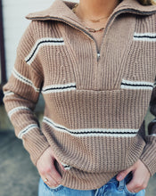 Load image into Gallery viewer, SADIE &amp; SAGE: WARM CHAI QUARTER ZIP SWEATER - TAUPE
