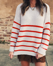 Load image into Gallery viewer, DESERT STRIPED SWEATER - BLOOD ORANGE
