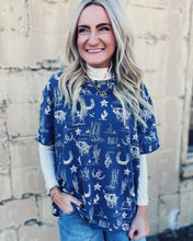 Load image into Gallery viewer, FREE PEOPLE: PAINTED FLORAL TEE - NAVY COMBO
