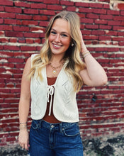 Load image into Gallery viewer, SADIE &amp; SAGE: JUNIE POINTELLE SWEATER VEST - IVORY
