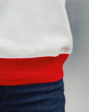 Load image into Gallery viewer, STITCHED FOOTBALL SWEATER - WHITE/RED
