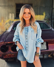Load image into Gallery viewer, FREE PEOPLE: DENIM DREAMING PULLOVER - SO SOFT LIGHT WASH
