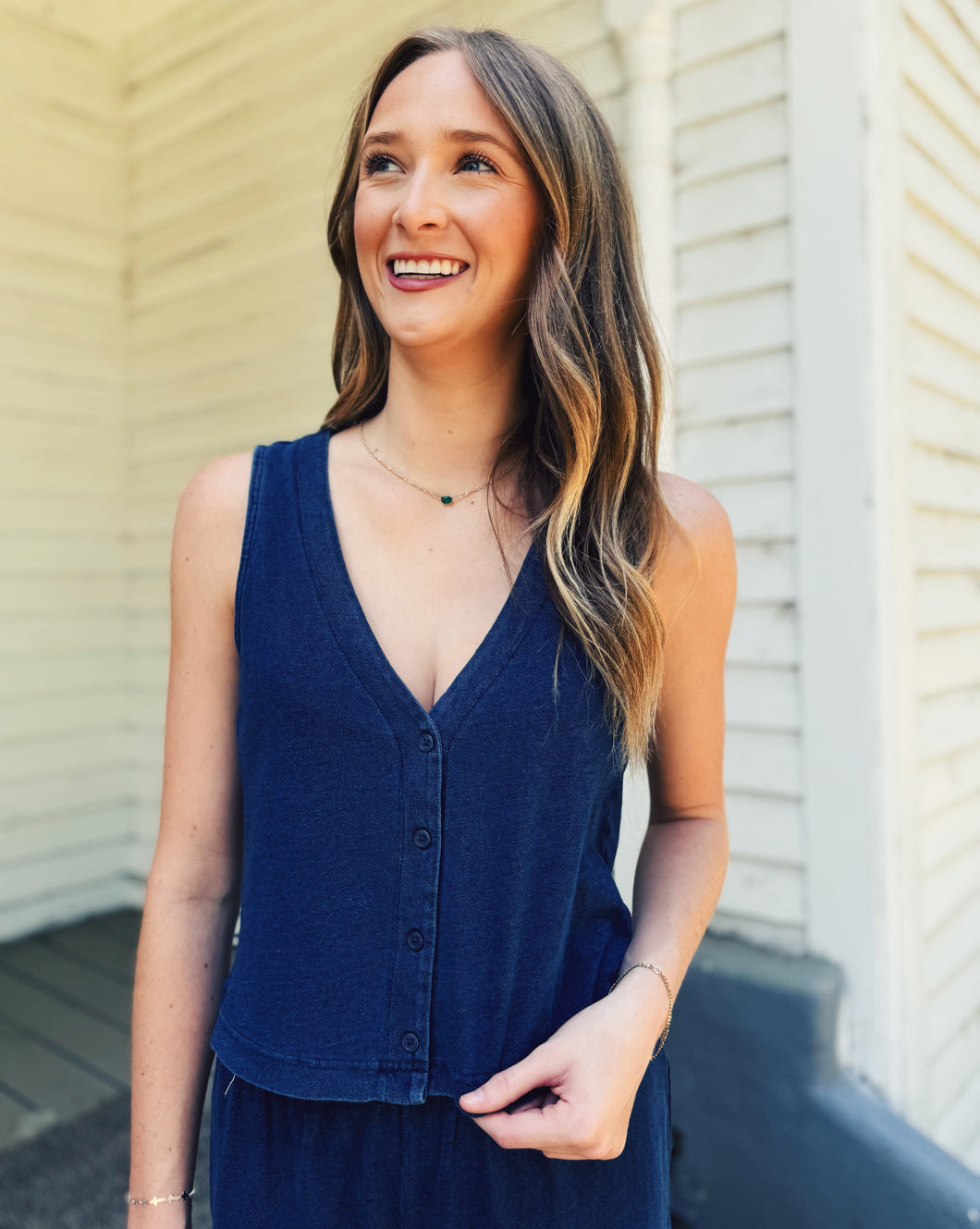 Z SUPPLY: SOLACE JERSEY DENIM TOP - INDIGO