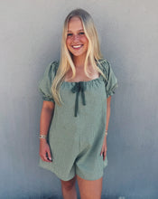 Load image into Gallery viewer, GINGHAM SHORT SLEEVE ROMPER - OLIVE
