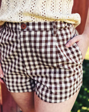 Load image into Gallery viewer, SADIE &amp; SAGE: MUSTANG GINGHAM SHORTS BROWN
