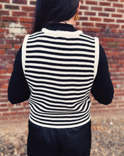 Load image into Gallery viewer, SADIE &amp; SAGE: MANON STRIPED SWEATER VEST - IVORY/BLACK
