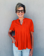 Load image into Gallery viewer, FLUTTER SLEEVE V-NECK TOP - TOMATO
