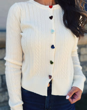 Load image into Gallery viewer, SADIE &amp; SAGE: MOCHI HEART CARDIGAN - IVORY
