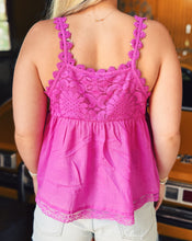 Load image into Gallery viewer, FREE PEOPLE: STEVIE LACE TANK - HIBISCUS PINK (M)
